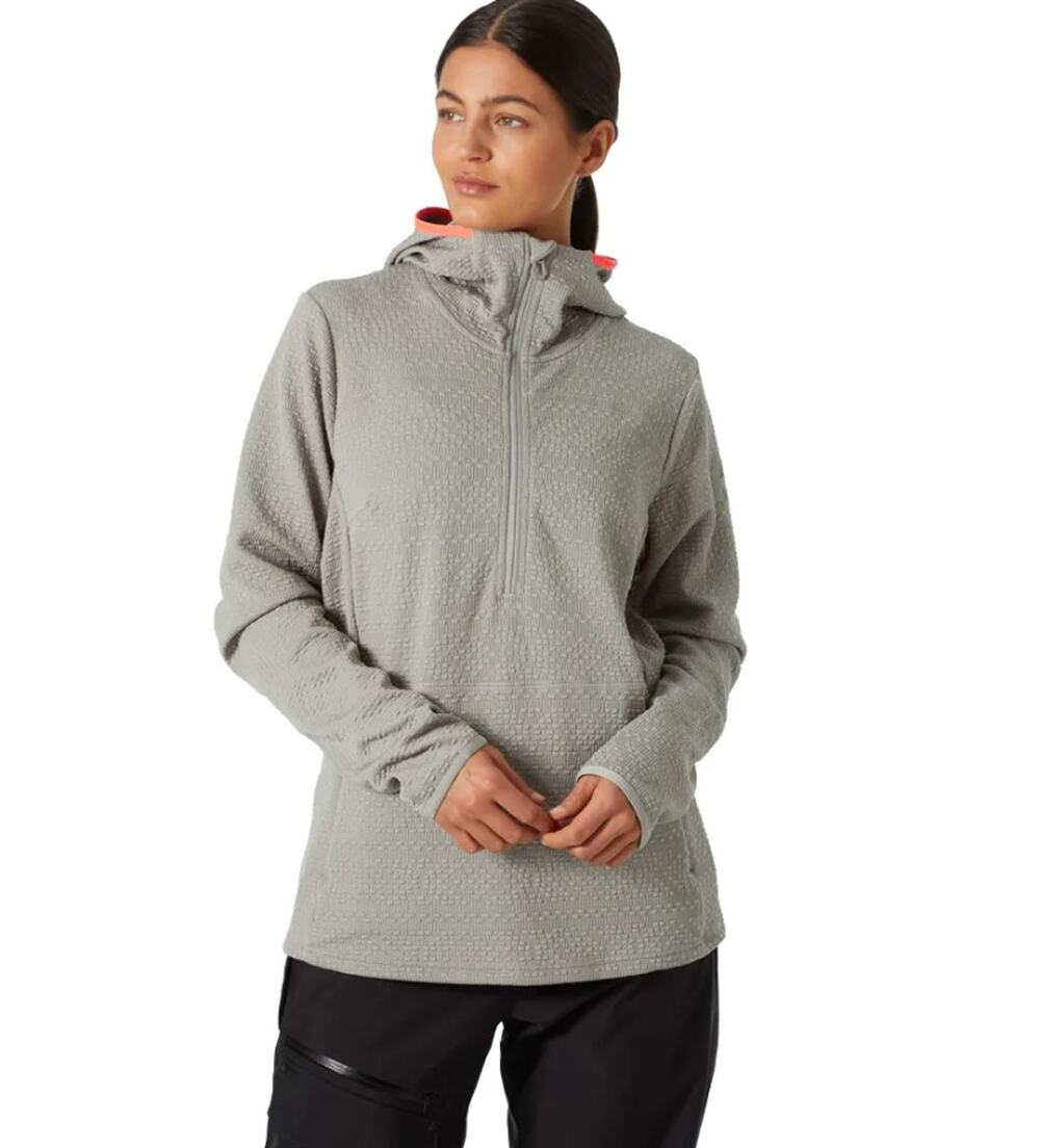 HELLY HANSEN Womens Powderqueen Jacket Medium Grey Terrazzo Midlayer Hood NWT